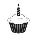 Black and white birthday cupcake Royalty Free Stock Photo