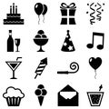 Black and White Birthday Icons Collection Royalty Free Stock Photo