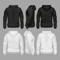 Black and white blank sweatshirt hoodie vector templates Royalty Free Stock Photo