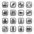 Black and white blogging, communication and social network icons Royalty Free Stock Photo