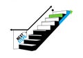 Next steps on a geometric staircase in black, white, blue Royalty Free Stock Photo
