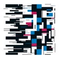 Black white blue and magenta rectangles and lines abstract geometric pattern Royalty Free Stock Photo