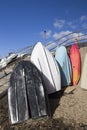 Colourful boats on Thorpe Bay Beach, Essex, England