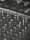 black and white blur portrait of a mixer equipment in a music studio.  close up portrait. Royalty Free Stock Photo