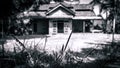 Black white blurry old Javanese Indonesian house