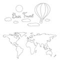 Black white border, best travel aerostat , isolated background.