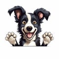 Happy Border Collie Sticker Character: Cartoon Goat Style Clipart
