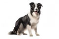 Black and white border collie jumping, isolated on white background. AI generated Royalty Free Stock Photo