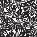 Black and White Botanical Floral Seamless Pattern Background Royalty Free Stock Photo