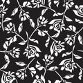Black and White Botanical Floral Seamless Pattern Background Royalty Free Stock Photo