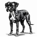 Black And White Boxer Dog Illustration Royalty Free Stock Photo