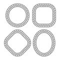 Black and white braided rope frames, vector template