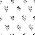 Black and white branches, seamless pattern, monochrome watercolor illustration
