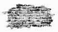 A black-and-white brick wall background with a grunge texture for creative projects. Royalty Free Stock Photo