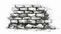 A black-and-white brick wall background with a grunge texture for creative projects. Royalty Free Stock Photo