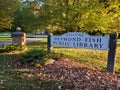 Entrance sign Welcome Desmond Fish Public Library, September 2021