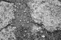 Monochrome broken road with gravel