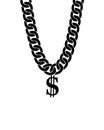 Black and white brutal chain necklace with a sign of dollar, vector illustration