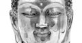 Black and White buddha head statue Royalty Free Stock Photo