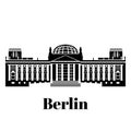 Black and white building of Berlin, travel icon landmarks in Germany. City architecture