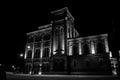 Spectacular black and white building lit up at night Royalty Free Stock Photo