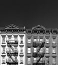 Black and white buildings with empty dark sky background in New York City Royalty Free Stock Photo