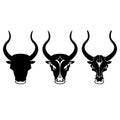 Black and white bull head icons