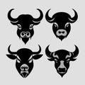 black and white bull icon.