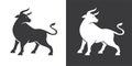 Black and white bull silhouettes Royalty Free Stock Photo