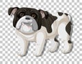 Black White Bulldog In Standing Position Cartoon Character Isolated On Transparent Background