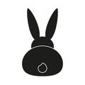 Black and white bunny back silhouette Royalty Free Stock Photo