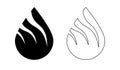 Black and white burning fire icon, isolated, vector illustration Royalty Free Stock Photo
