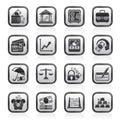 Black and white business, finance and bank icons Royalty Free Stock Photo