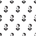 Black and White Businessman Side Profiles Vector Graphic Line Art Seamless Pattern