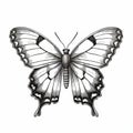 Black And White Butterfly Art: Flat Shading, Realistic Anatomies, Classic Tattoo Motifs