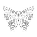 Black-and-white butterfly outline. Anti-stress coloring. Hand-drawn isolated fantasy decorative insect. Vector illustration for Royalty Free Stock Photo