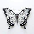 Hyper-realistic Black And White Butterfly Sculpture On White Background