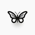 Black And White Butterfly Vector Icons: Minimalist Typography With Bold Shadows