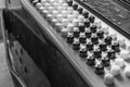 Black and white buttons on button accordion close-up Royalty Free Stock Photo