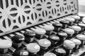 Black and white buttons on button accordion close-up Royalty Free Stock Photo