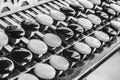 Black and white buttons on button accordion close-up Royalty Free Stock Photo