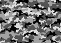 Black and white camouflage repeats seamless. Masking camo. Classic clothing print. Vector monochrome pattern Royalty Free Stock Photo