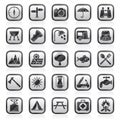 Black an white camping and tourism icons