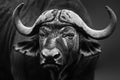 Black and white cape buffalo bull portrait Royalty Free Stock Photo