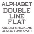 Black white capital letters. Double line flat font.