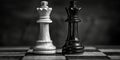 Two Chess Pieces in Black and White. Generative AI Royalty Free Stock Photo