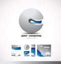 Corporate business 3d logo sphere grey blue