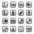 Black and white car parts and services icons Royalty Free Stock Photo