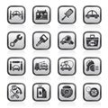 Black an white car service maintenance icons