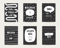 Black and white cards, postcards for kids with lettering quotes